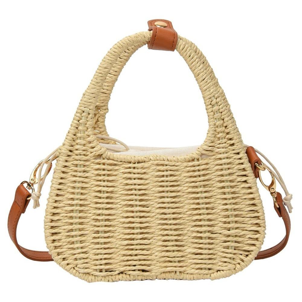 Straw Purses 2024 Woven Handbags Handmade Straw Crossbody Beach Bag :P